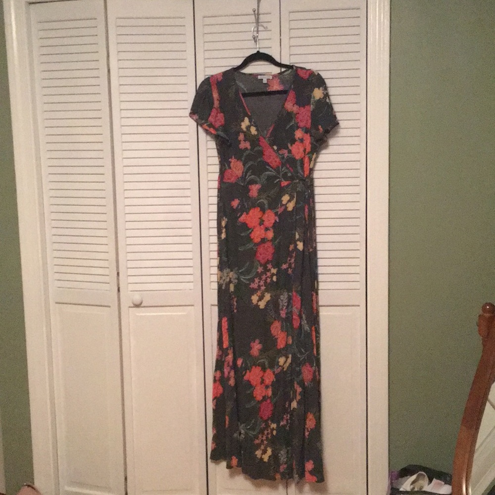 Green and floral dress